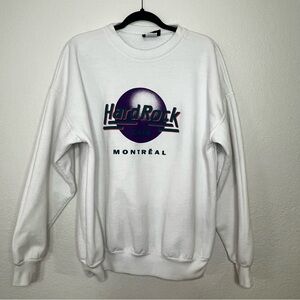 VTG Hard‎ Rock Cafe Montreal Crewneck Sweatshirt Puffy Retro Logo Unisex Size XL